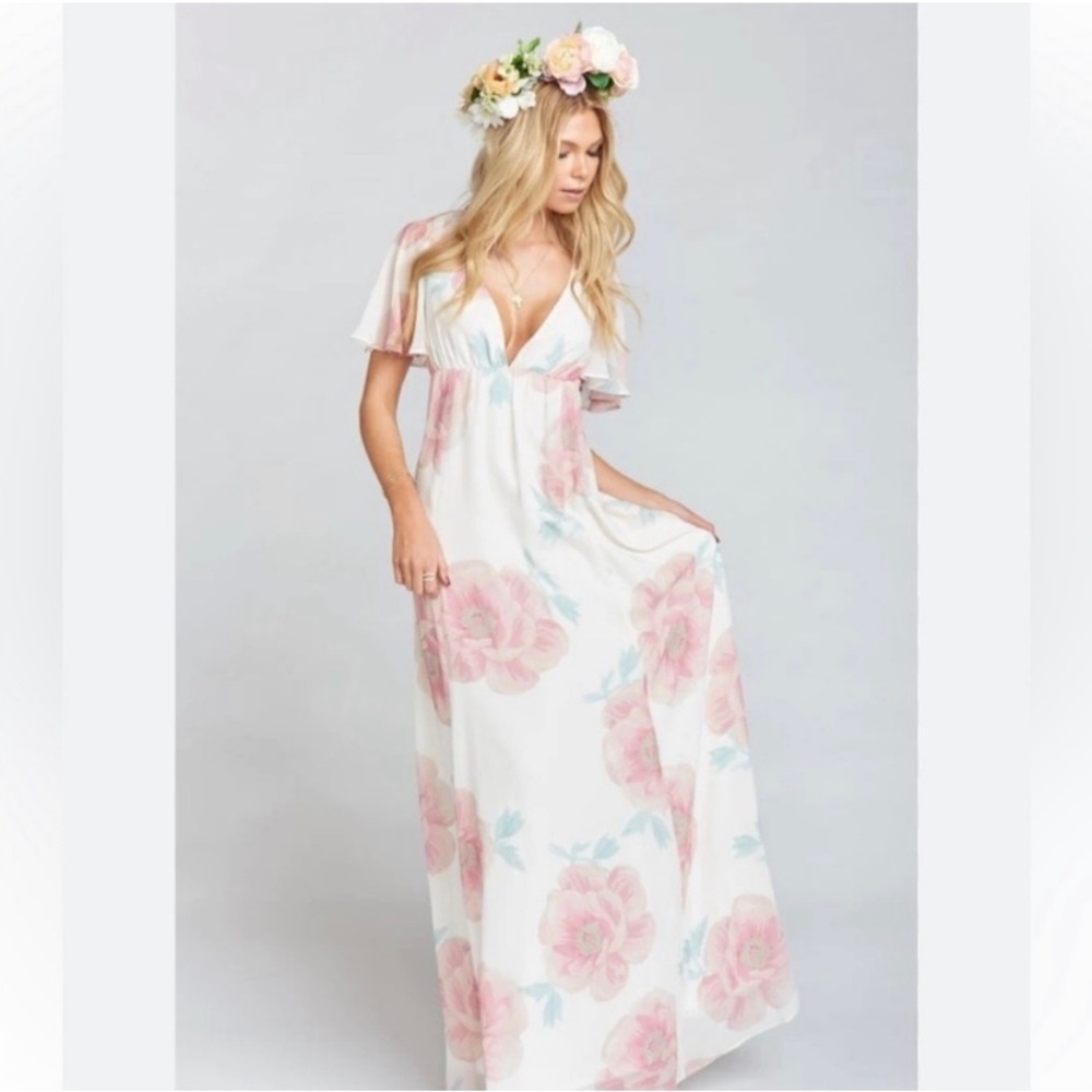 Show Me Your Mumu Faye Flutter Maxi Dress in Wedding Bells Floral Size M NWT
